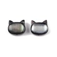 thumbnail image 3 of 10pcs Natural Black Lip Shell Beads Cat Head 8.5x10x4mm Hole: 0.7mm, 3 of 3