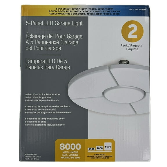 5-Panel LED Garage Light, 2 Pack