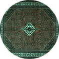 thumbnail image 1 of Ahgly Company Machine Washable Indoor Round Persian Turquoise Blue Traditional Area Rugs, 8' Round, 1 of 4