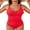 Red, variant on Tummy Control V Neck Swimsuits for Womens Ruched One Piece Swimsuit