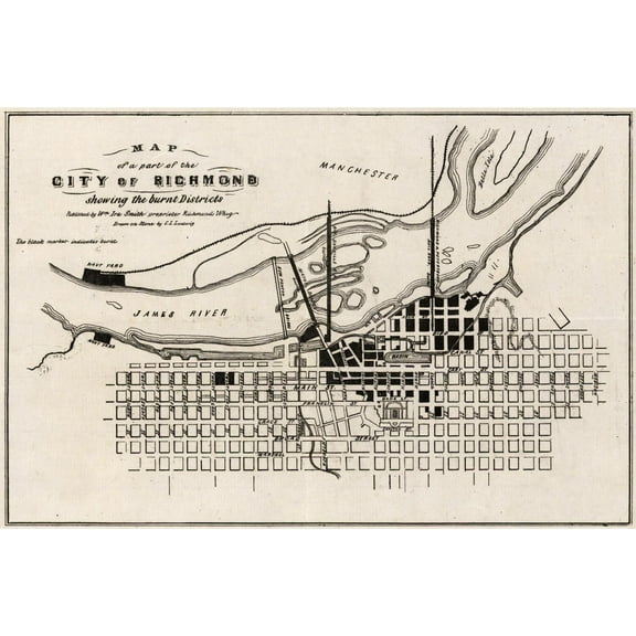 Historical Civil War Map - Richmond Virginia - Ludwig 1865 - 34.73 x 23 - Vintage Wall Art