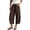 Coffee, variant on Women's Relaxed Wide Leg Capri Pants Flexible Breathable Quarter Blue M