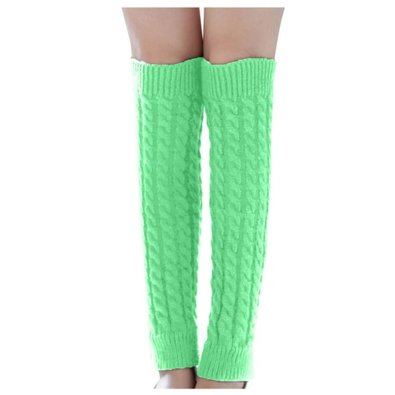 Prolriy Leg Warmers Fashion Women Winter Warm Leg Warmers Knitted Crochet Long Socks Leg Warmers for Women Green One Size