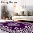 thumbnail image 2 of ODIKA 6'x9' Machine Washable Non-Slip Area Rug, Paisley Teardrop Motif Feline Hideout Den with Foundation High Traffic Rug with Pad, Purple, 679394, 2 of 8