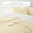 thumbnail image 2 of Noble Linens Yellow Damask Pattern Quilted Coverlet Set, King / CalKing, 2 of 12