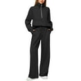 thumbnail image 5 of Pyhlmscde Two Piece Sets for Women, Lounge Sets for Women, Half Zip Sweatshirt Women, Women's Comfortable Casual Solid-Color Long Pants Spring/Fall Set Black L, 5 of 6