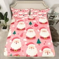 thumbnail image 2 of Manfei Merry Christmas Full Size Sheets,Kawaii Santa Clsua Bed Sheets,White Pink Sheet Sets For Girls Kids,Luxury Bedroom Decor,4-Piece, 2 of 7
