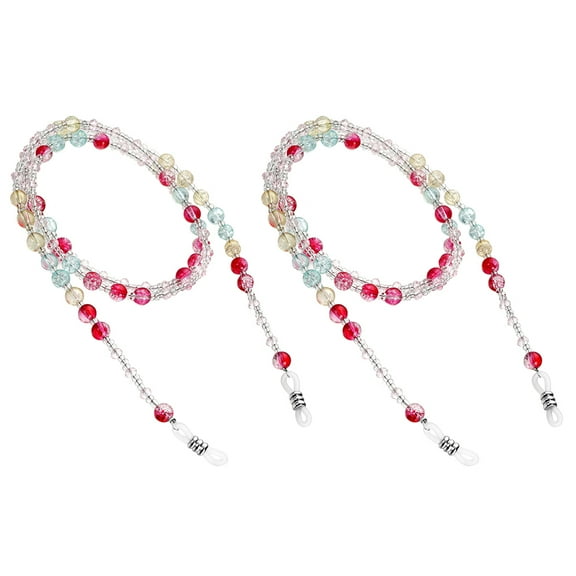 Eyeglass Holder Chain with Delicate Beading for AntiSlip Use Made from Plastic Multi Color 2PCS