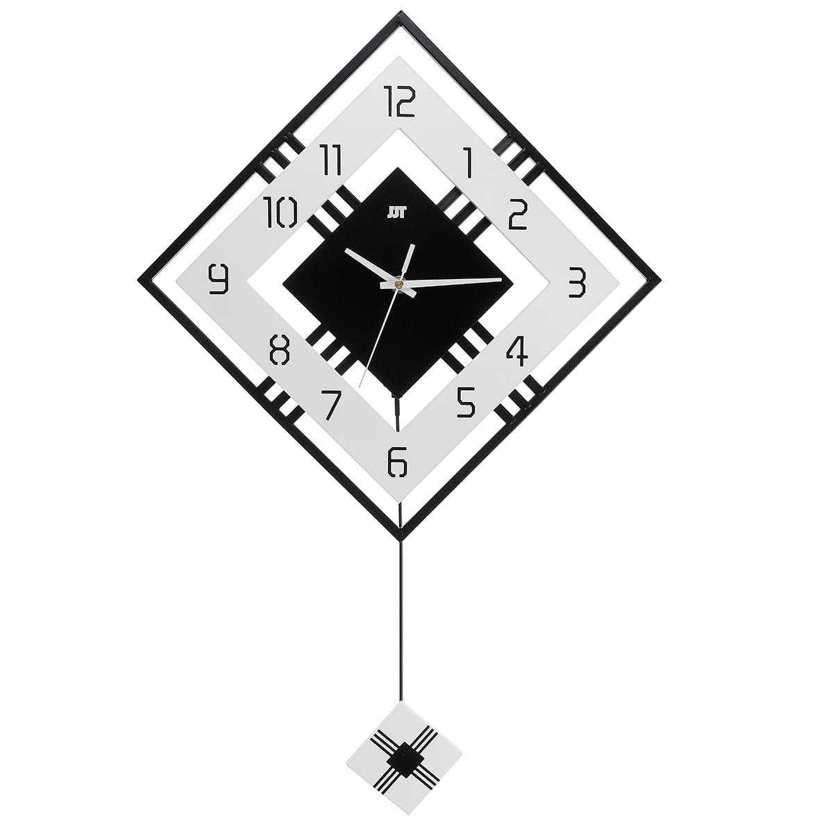 Decorative 3D Wall Clock Mute Silent Diamond Aluminium Clock Battery Black 
