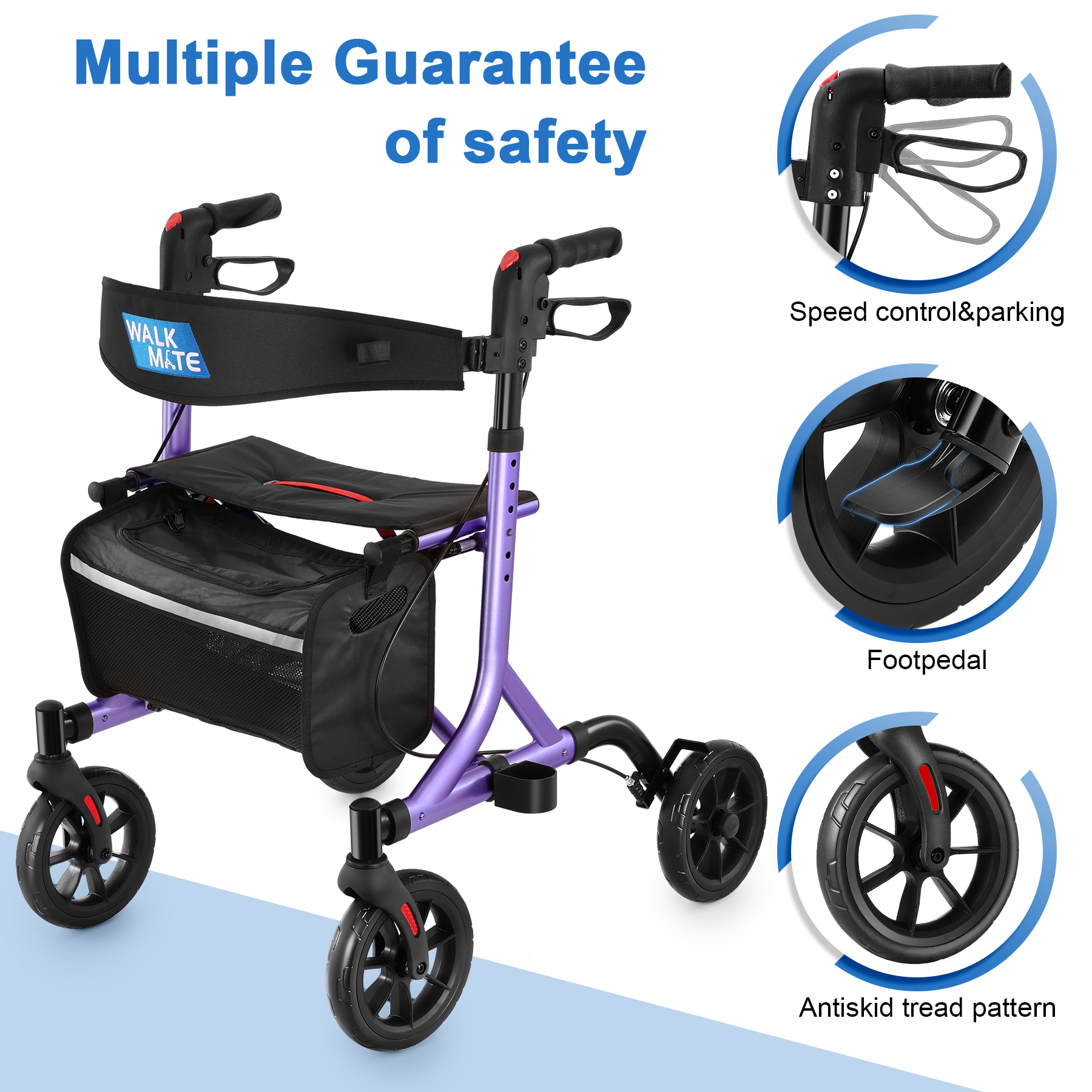 WalkMate Rollator Walker for Seniors with Cup Holder, Upgraded Thumb ...