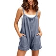 thumbnail image 2 of HBYJLZYG Women's Sleeveless Cotton Linen Romper with Drawstring Back Tie and Side Pockets, Relaxed Fit Casual Summer Vacation Overall Shorts for Women Daily Wear, 2 of 9