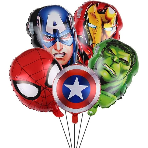 5 PCS Superhero Balloons America Captain Balloon Man Spider Balloon Man Iron Balloons Hulk Balloon Birthday Party Balloon Super Hero Birthday party decoration