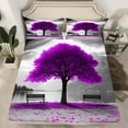 thumbnail image 2 of jejeloiu Purple Tree Artwor Bed Sheets,Rustic Mountain River King Sheets,Romantic Theme Sheet Set For Adults,Luxury Bedroom Decor,4-Piece, 2 of 7