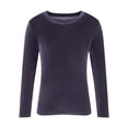 thumbnail image 5 of bnaln Womens Velvet Tops Dressy Elegant Long Sleeve Shirts Tops Spring Casual T-Shirts Round Neck Loose Comfy Pullover Dressy Blouses Fall Lightweight Basic Tees Shirts Going Out Tops, 5 of 6