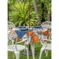 thumbnail image 2 of Outdoor Tablecloth with Umbrella Hole and Zipper, Orange Pumpkin Gnomes Fall Round Table Cloth 60 Inch Waterproof Tablecloth, Branches Thanksgiving Leaves Wooden Picnic Table Cover for Patio Camping, 2 of 7