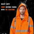 thumbnail image 4 of ProtectX High Visibility Waterproof Rain Coat for Men, Reflective One-piece Rain Jacket, Heavy Duty Long Rain Suit, Hi Vis Safety Gear with 300D Oxford, Orange, Small, 4 of 7