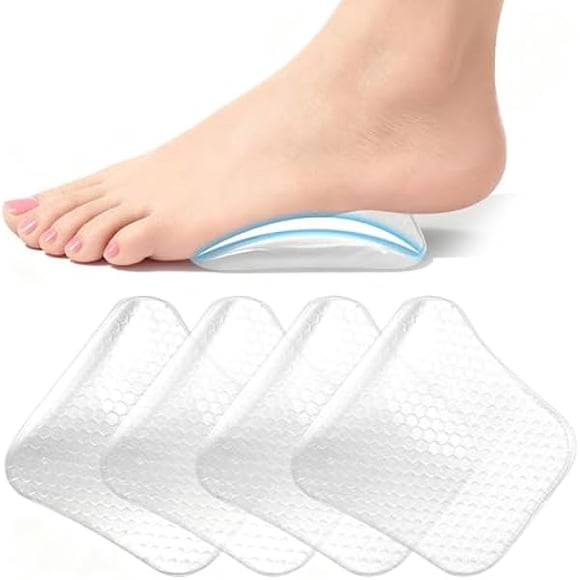 AoVoTo Arch Support Inserts Women for Flat Feet 2 Pairs Adhesive Arch Insoles for Plantar Fasciitis Relief Transparent Non-Slip Support Pads (High-9mm/0.35")