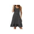 thumbnail image 2 of Asklazy Women's Round Neck Summer Sundresses Casual Pleated Ruffle Hem Knee Length Sleeveless Tank Dress with Pockets,US Size,L,F Black Polka Dot, 2 of 10