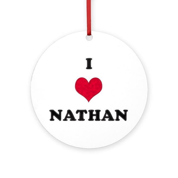 CafePress - I Love Nathan -  Round Wood Ornament 4"