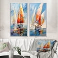 thumbnail image 1 of Designart "Sailboat modern Winds II" Boat Sailing Framed Wall Art Set Of 2 - Multi-Color Transportation Framed Wall Art Set Of 2, 1 of 6