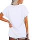 thumbnail image 5 of Qarigey Camiseta de mujer con cuello en V, manga corta de color sólido, blusa dividida de color sólido Prendas para la parte del cuerpo Blanco SG Qarigey AP003161-19, 5 of 6