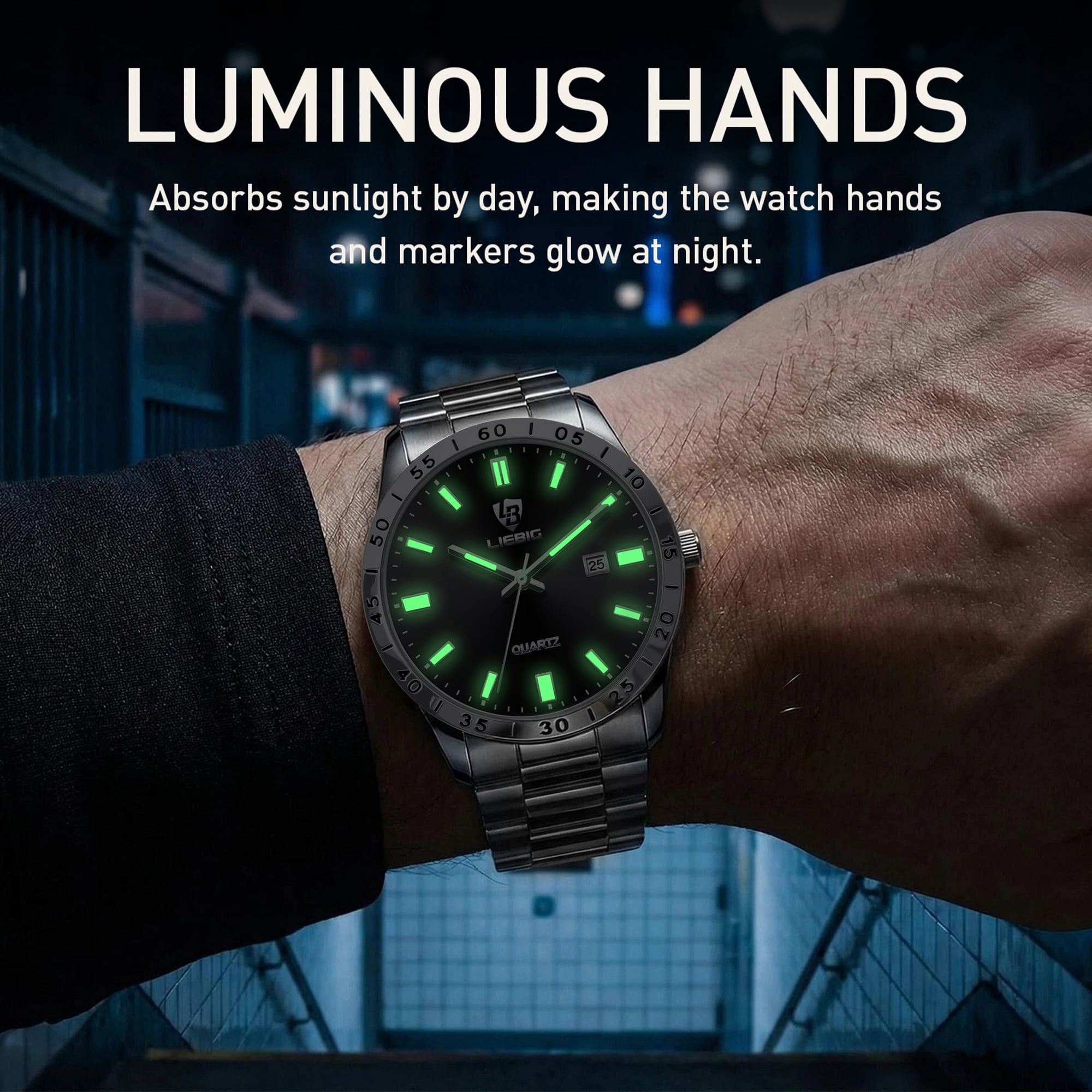 SKMEI Mens Watches Waterproof Analog Quartz Watch for Men with Date Luminous Fashion Stainless Steel Wristwatch