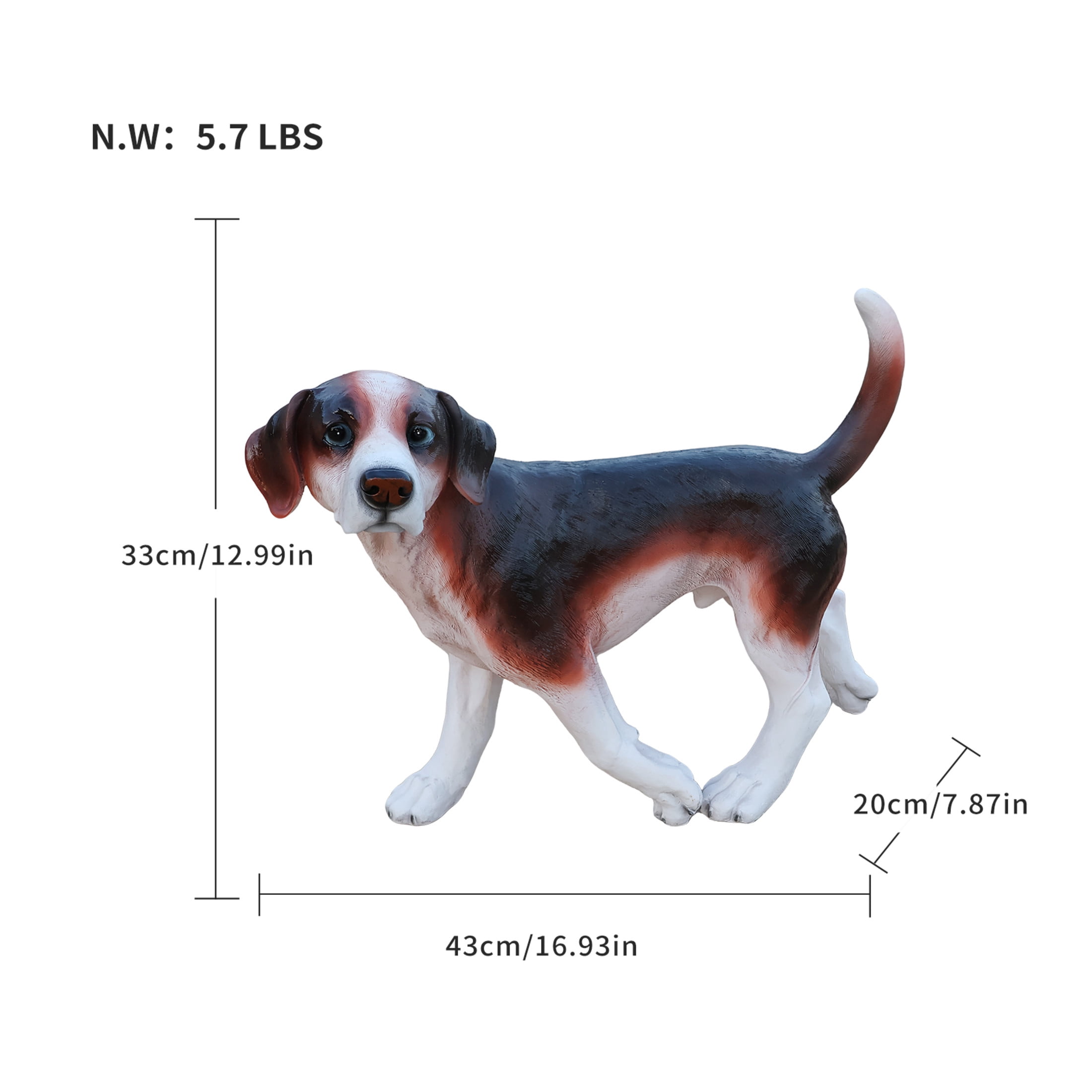 Noble House Lifelike Walking Beagle Dog Statue, Realistic Resin Animal Figurine for Outdoor Garden Decor, Multicolor