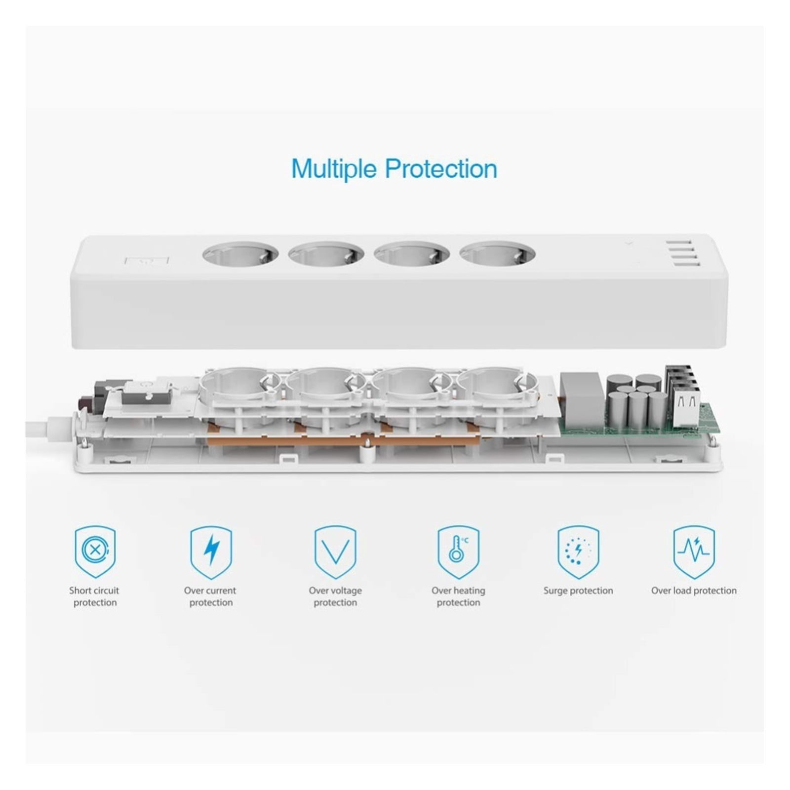 Smart Power Strip Surge Protector Multiple Sockets 4 USB Port Timer Voice Wirelss Remote Control By Google Home