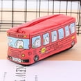 thumbnail image 4 of SHAR (Red) small animal bus pencil case, large capacity canvas car pencil case, large capacity personalized cute pencil case, school bus cute pencil case, unisex, 4 of 5