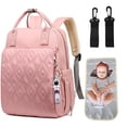 thumbnail image 5 of Ficcug Diaper Bag Backpacks,Waterproof Large Capacity Baby Nappy Bag for Boys Girls,Unisex Baby Travel Portable Baby Changing Bag for Mom Dad,Pink, 5 of 14