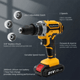 VQJTCVLY Cordless Drill, 21V Power Drill Set with 2Ah Battery, 3/8"Keyless Chuck, 25+1 Position Electric Drill, 2-Speed Transmission For Screwdriving And Drilling, Yellow