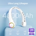 thumbnail image 3 of Neck fan, Portable Fan with 5-17H Lifespan, 4000mAh Neck fan air conditioner with 3 Adjustable Speeds and 64 Cool Lights, Rechargeable Neck Fan, Hands-Free Cooling fan for Summer (Black), 3 of 8