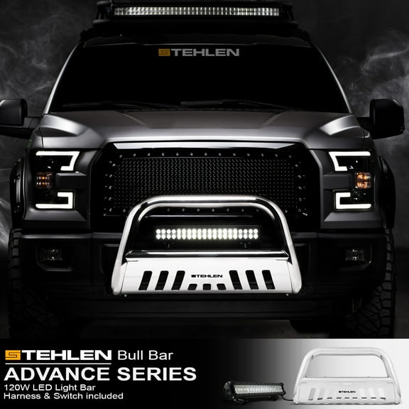 Stehlen 714937186422 3" Classic Series Bull Bar ( Polished Stainless Steel ) with 120W CREE LED Light Bar For 2004-2010 Dodge Durango / 2006-2009 Chrysler Aspen