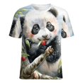 thumbnail image 5 of Cute Panda Eating Cherries T Shirts Basic T-Shirt Short Sleeve Ladies Tee Shirt Summer Graphic Clothing, 5 of 7