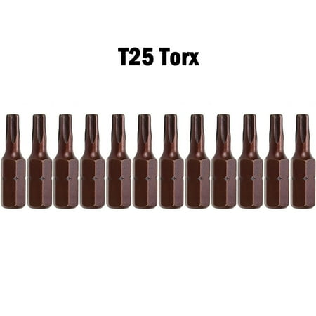 

12Pcs Torx Screwdriver Bits 6.35mm Shank 25mm Screwdrivers Drill Bits T25