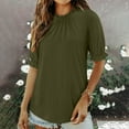 thumbnail image 2 of Posijego Womens Short Sleeve Tops Ruffle Mock Neck Casual Dressy Blouses Pleated Front Summer Tunic Tops for Women, 2 of 7