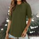 thumbnail image 2 of Blusa de manga larga,Blusa informal de media manga para mujer, cuello redondo, botones, poliéster, para uso diario y en casa, sopatenor, 2 of 8