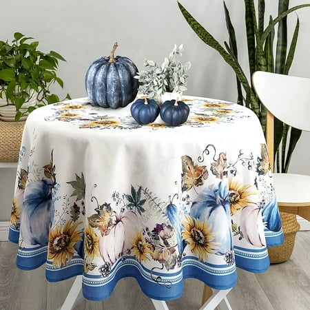 

Fall Thanksgiving Double Border Decoration Tablecloth Turkey & Pumpkin Harvest Tablecloths Waterproof Spillproof Table Cover for Dinner Kitchen Party Holiday Decorations 60”x 84” Oblong/Rectangle