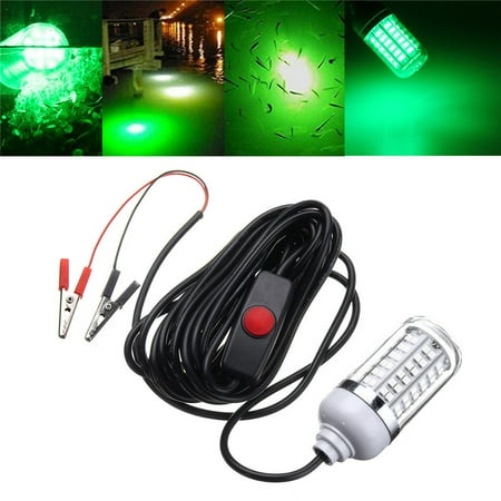 Squid Skirt Trolling Fishing Lure Grtsunsea Fishing Lure Light,15W 108SMD 12V IP68 LED Fully Submersible Night Fishing Light Deep Drop Underwater Lure Bait Fish Finder Lamp with 5m Cable for Krill, Phytoplankton, Squid - White/ Yellow ()