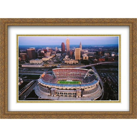 Cleveland, Ohio, Browns Stadium 2x Matted 32x26 Large Gold Ornate Framed Art Print by Mike Smith