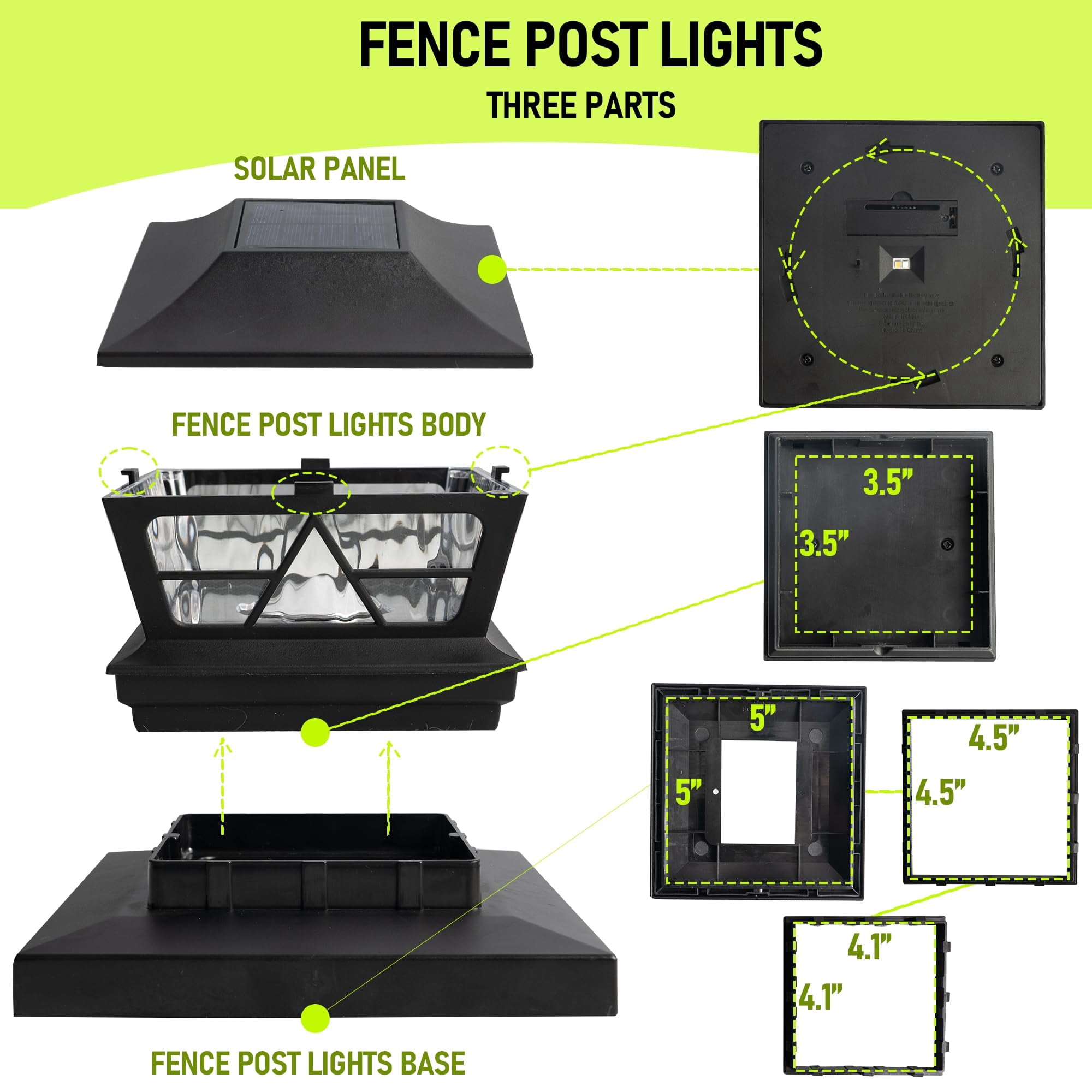 Dazzle Bright 6 Pack Solar Outdoor Fence Post Lights, 2 Modes Post Cap Lights Waterproof Color Changing Warm White/Cool White for Yard, Garden, Porch, Patio Decor, for 4x4 5x5 6x6 Wood Posts