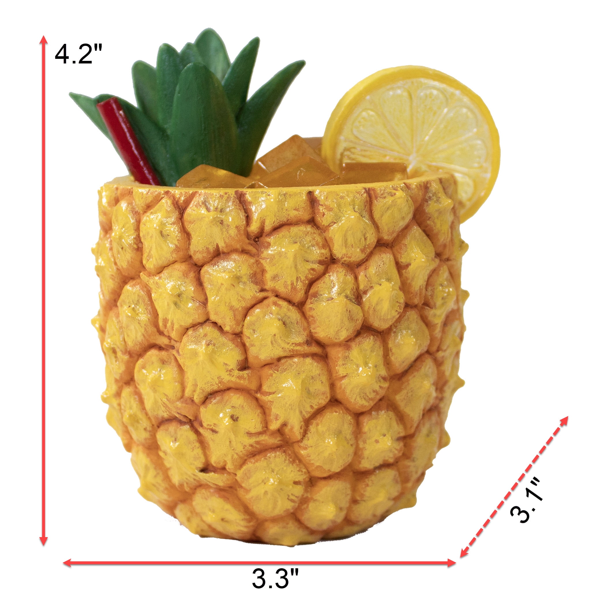 Penn-Plax Small Pineapple Drink Ornament - Resin Decoration For Aquariums and Fish Tanks