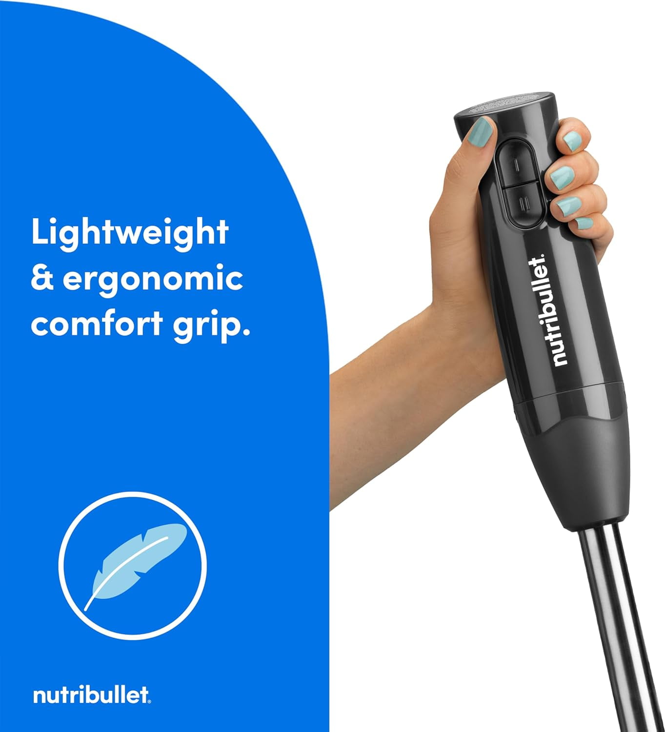 Lite Immersion Blender Dark Gray - Ergonomic Handheld Mixer for Soups and Sauces