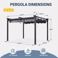 thumbnail image 5 of NETAJE 10'x12' Retractable Canopy Pergola, Heavy-Duty Outdoor Metal Gazebo Shelter with Adjustable Sun Shade, Patio Grape Trellis for Backyard, Deck, Garden, 5 of 7