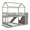 thumbnail image 5 of Twin Bunk Bed with Slide, Twin Over Twin Bunk Bed with Stairs, House Bunk Bed with Slide and Stairs, Wood Slats Support Bed Bedroom Furniture, No Box Spring Needed, Gray, 5 of 7