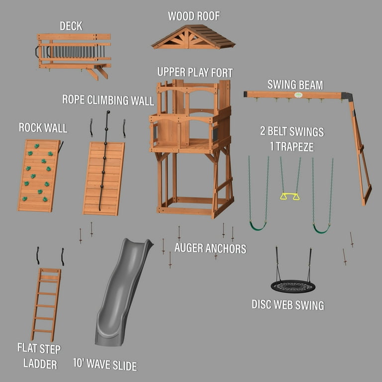 Backyard Discovery Sterling Point Wooden Swing Set, Cedar, Slide