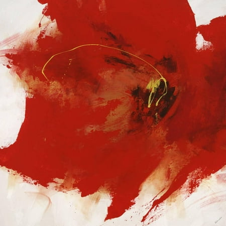 Red Flower Painting - Hot Spot I Red Abstract Flower Painting Print Wall Art By Sydney Edmunds
