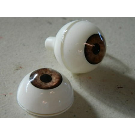 - Pair of Realistic Acrylic Full Round Eyes for Halloween PROPS, MASKS, DOLLS or Bears (Light Brown 26mm)