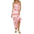 thumbnail image 2 of Biekopu Women Summer Sleeveless Dress， Summer Floral/ Plaid Bandage Spaghetti Strap Backless Long Dress for Cocktail Beach, S/M/L, 2 of 6