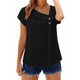 thumbnail image 2 of TaTaai Womens solid crew neck t-shirt, linen cotton blend, short sleeve, button cuff, cutout design, casual comfortable, lightweight, perfect for weekend trips & casual gatherings Gift, 2 of 8